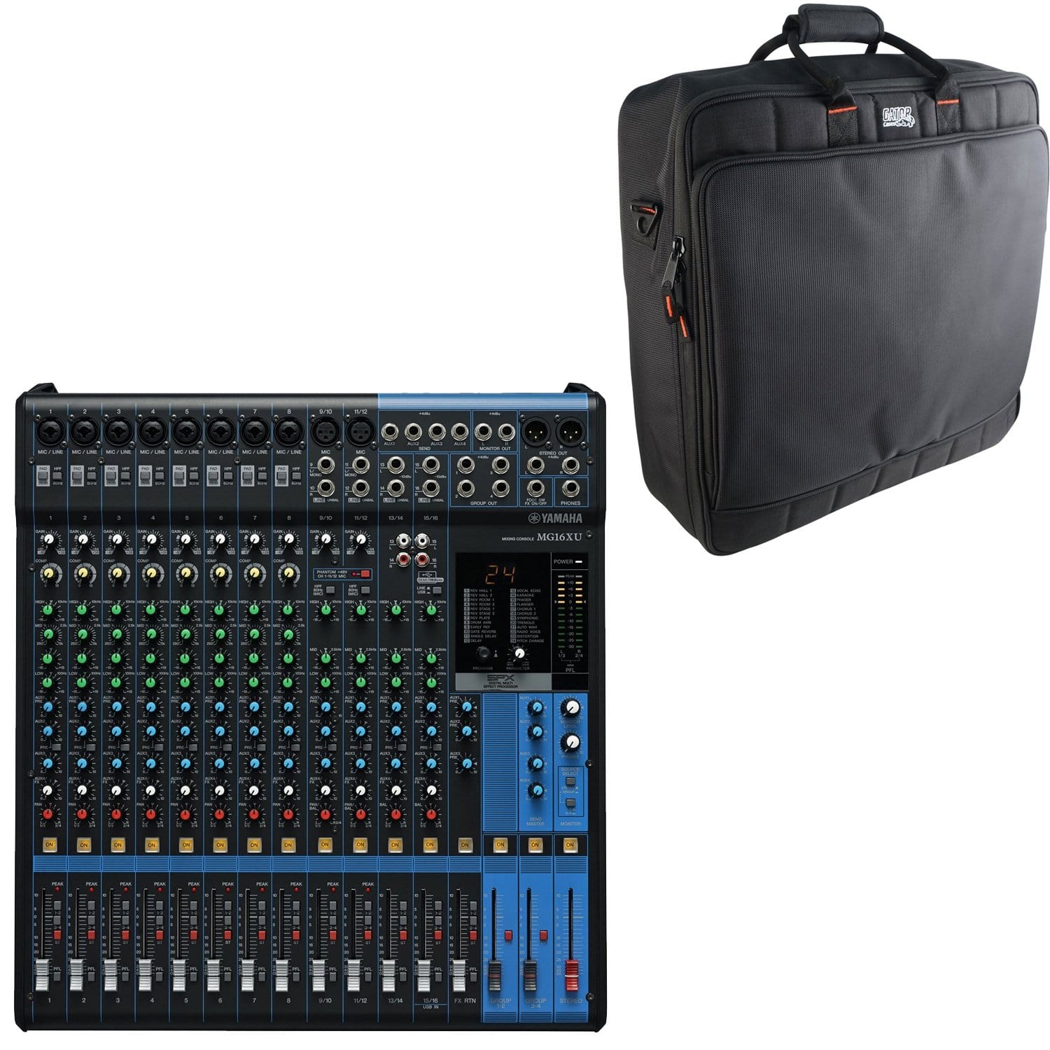 Yamaha Mg16xu 16 Channel Mixer With Gator Bag Prosound And Stage Lighting