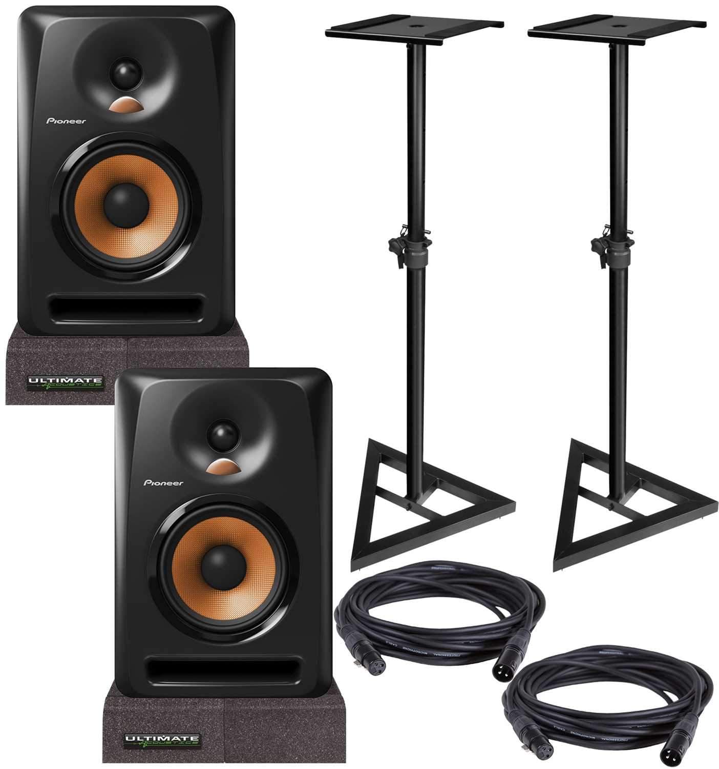 Pioneer DJ BULIT5 Powered Studio Monitors with Stands and Isolation Pads |  PSSL ProSound and Stage Lighting