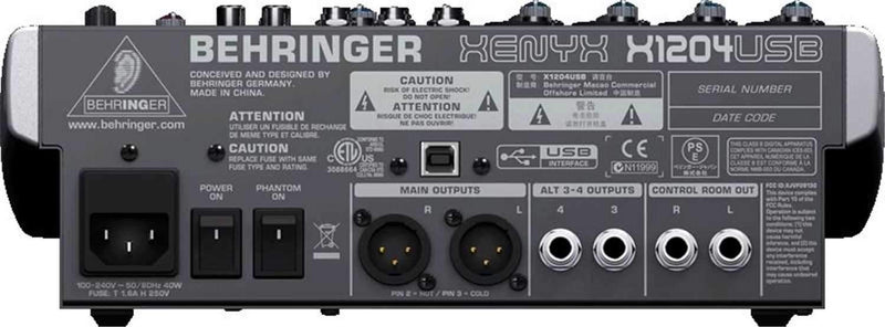 behringer xenyx x1204usb 8 channel usb mixer with effects