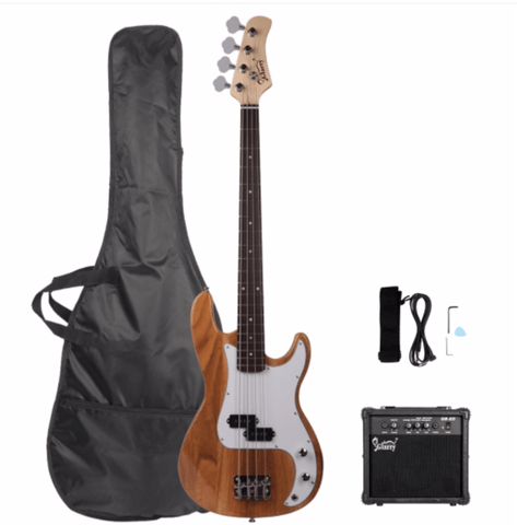 Glarry GP Electric Bass Guitar Burlywood w/ 20W Amplifier gift