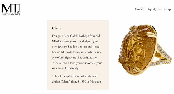 statement citrine ring in the Meet the Jewelers Magazine