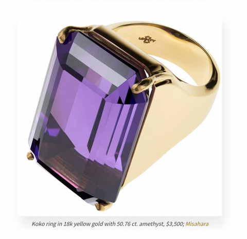 JCK Magazine features Misahara Amethyst Ring