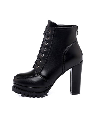 Lace-up platform military boot