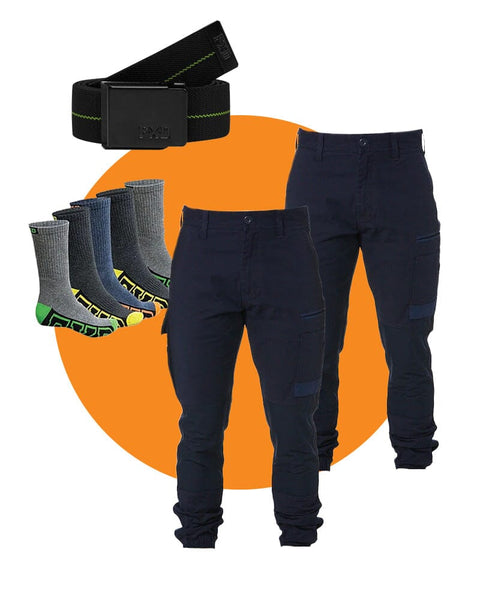 FXD Tradies WP-4 Stretch Cuffed Work Pants Value Pack - Black