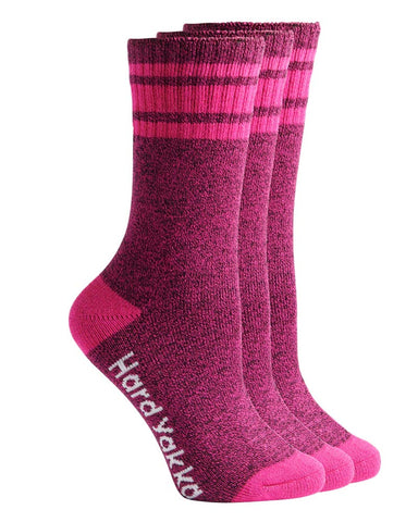 Hard Yakka Womens Bamboo Socks 3 Pack - Pink/Marle