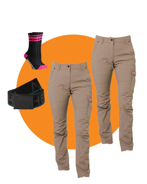 FXD Tradies WP-4W Womens Stretch Cuffed Work Pants Value Pack