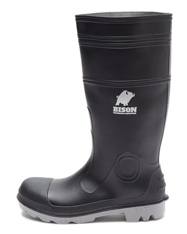 Bison Inca PVC Safety Gumboot - Black/Grey