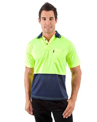 DNC Hi Vis Cool Breathe Polo Shirt SS - Yellow/Navy