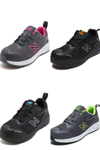 a collage of the colours of the new balance logic shoes
