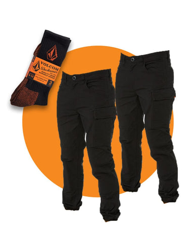 Volcom Tradies Caliper Cuffed Pant Twin Value Pack - Black