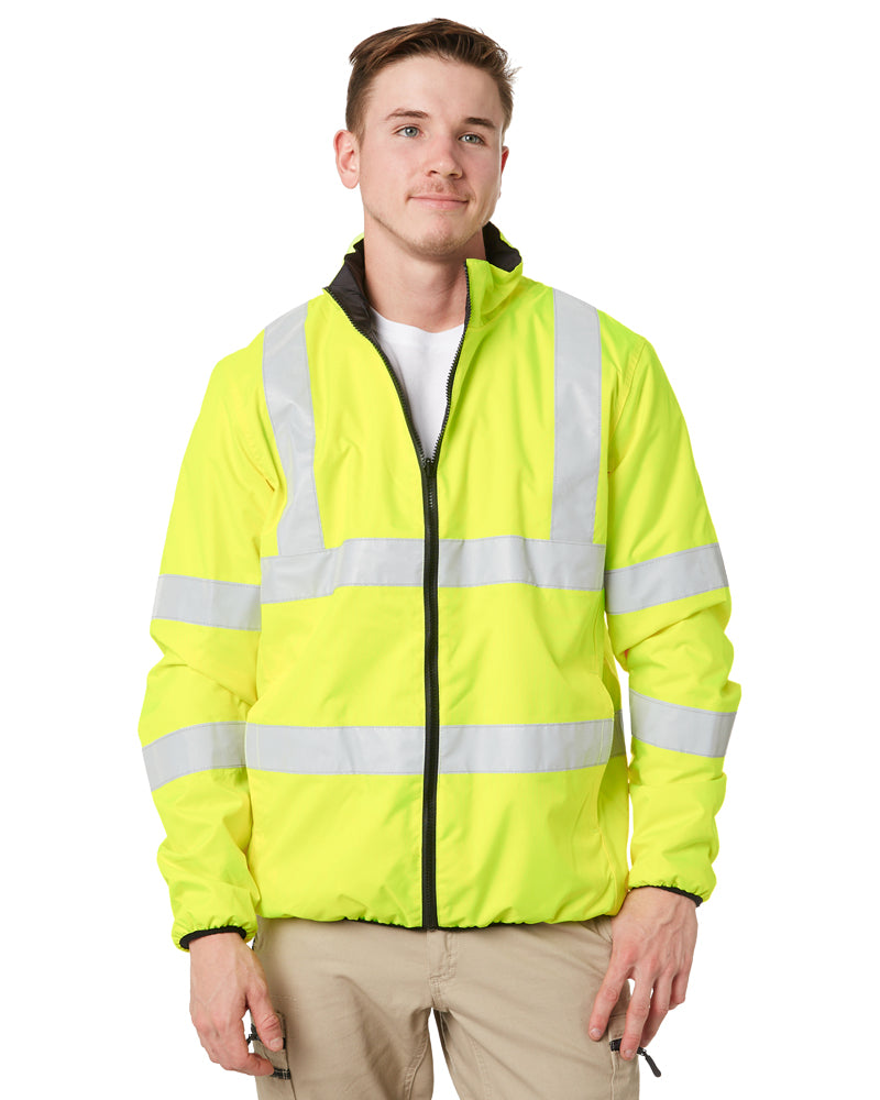 Bisley Hi Vis Taped Reversible Puffer Jacket - Yellow | WorkwearHub