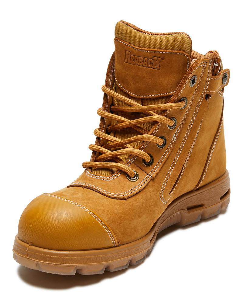 Image of Redback Cobar Zip Side Scuff Cap Safety Boot - Wheat