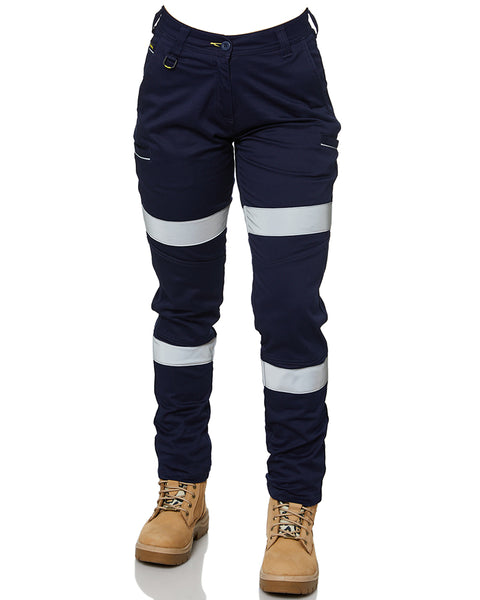 Bisley Women's Taped Cotton Cargo Cuffed Pants - Navy
