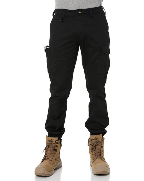 Mens Cargo Work Pants Tactical Tapered Trousers Elastic Cuffed Stretch  Cotton