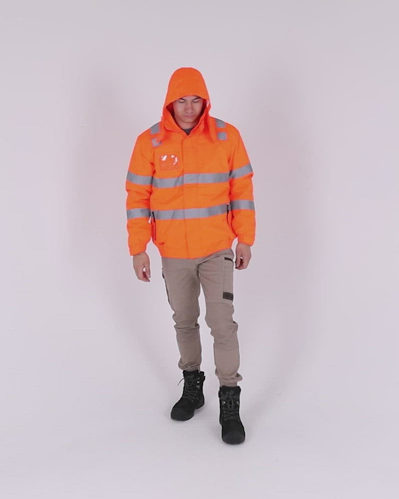 Bisley Hi Vis Taped Wet Weather Bomber Jacket - Orange | Buy Online