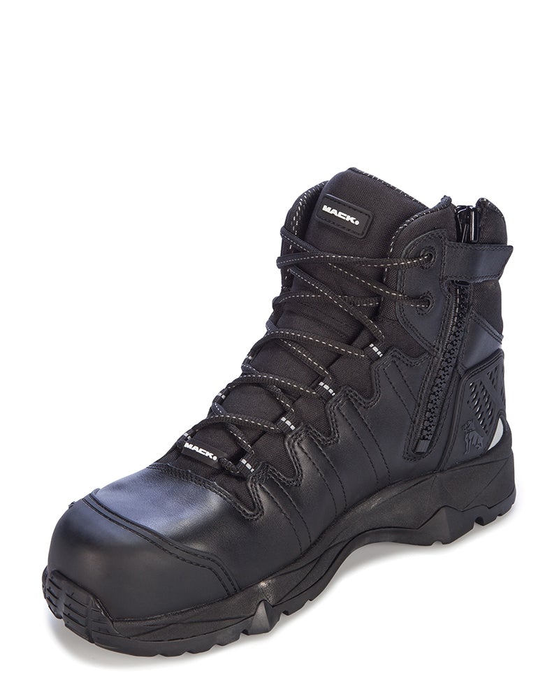 Mack Octane Lace Up Safety Boot with Zip - Black | WorkwearHub