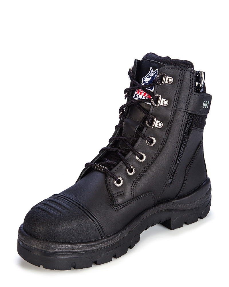 Steel Blue Southern Cross Zip Side Safety Boot - Black | WorkwearHub