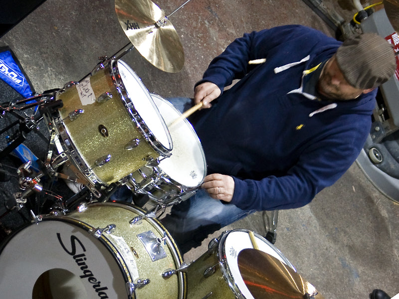 Andy Tuning a vintage Slingerland drum kit