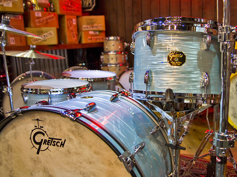 Gretsch USA Custom Drum Kit in Vintage Oyster Whie drumshop uk