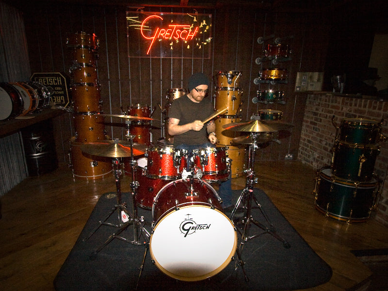 Wez playing the Gretsch Catalina Club drum kit Drum Shop UK