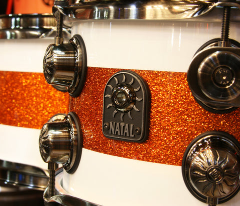 Natal split lacquer orange and white drums kit