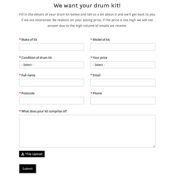 I Buy Drums Form