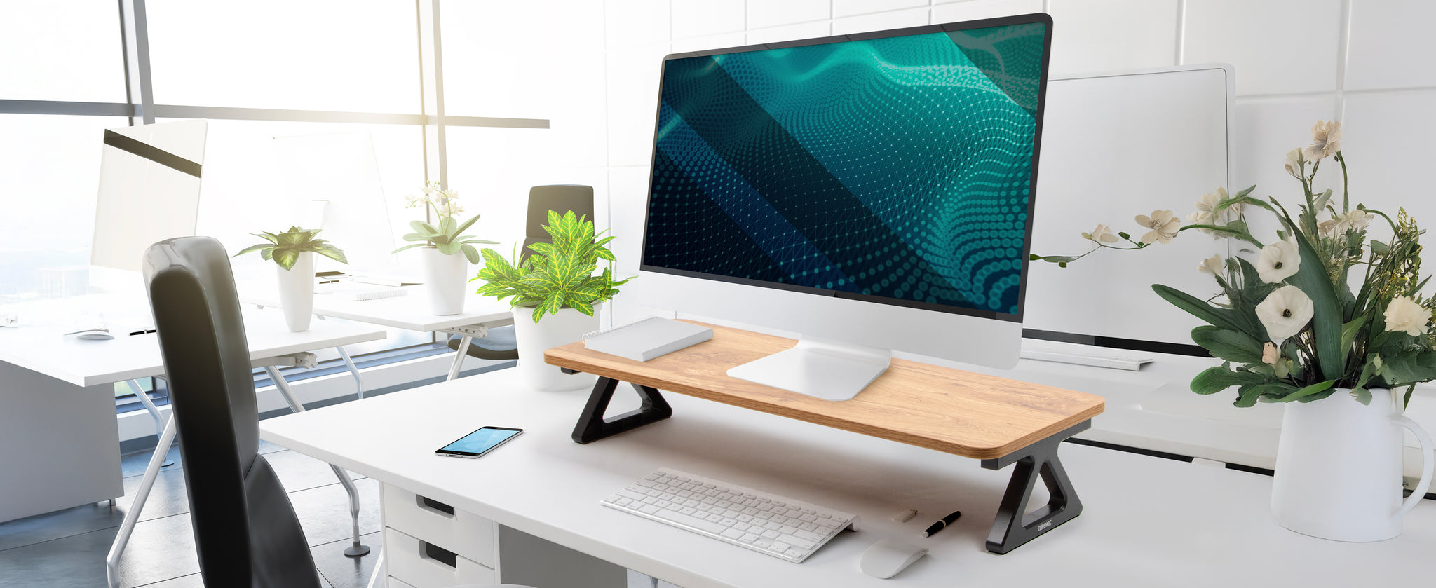 rehausseur écran tv moniteur pc meuble bureau ordi support travail rangement espace rangé