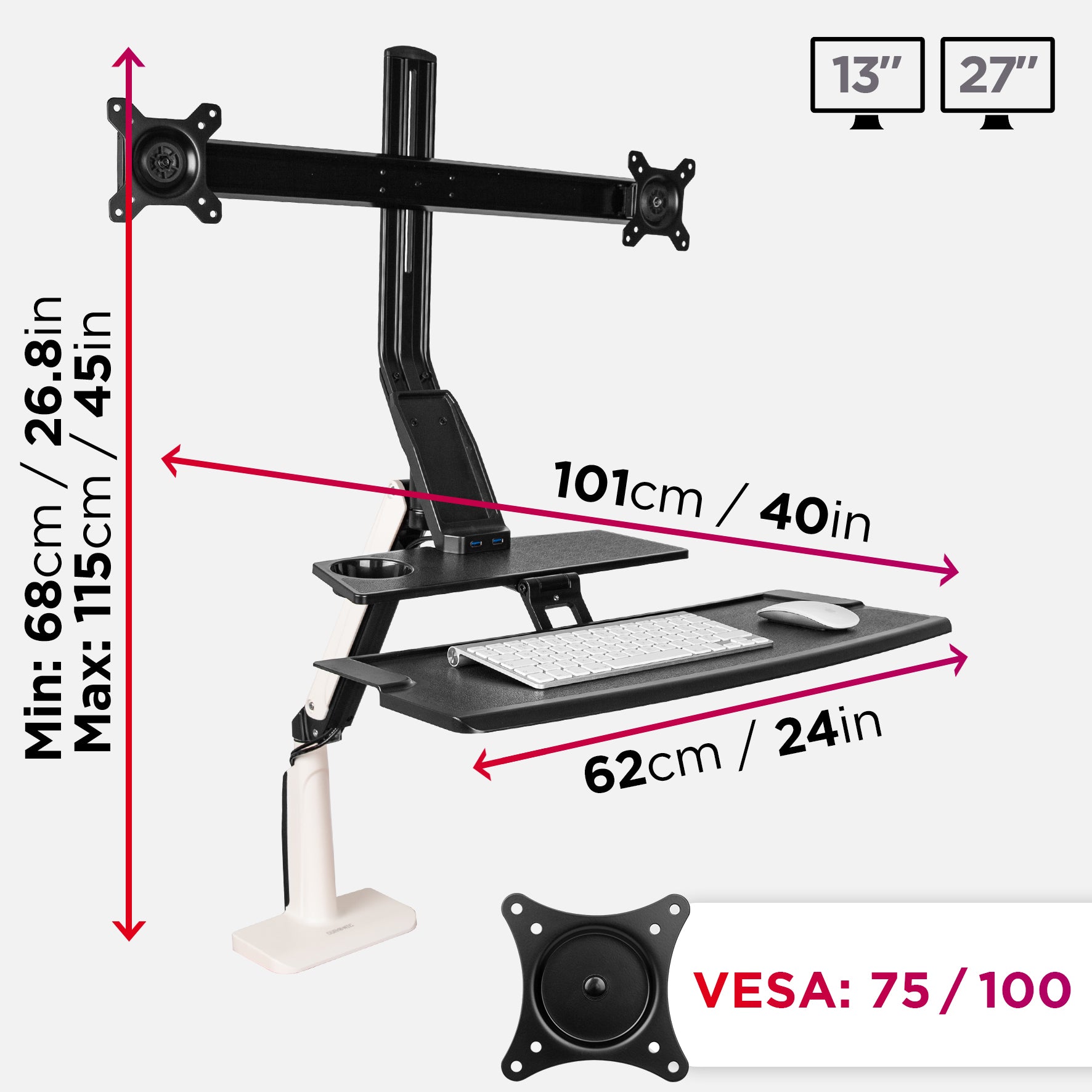 Support ergonomique pour moniteur ordinateur ou écran plat - Vilacosy