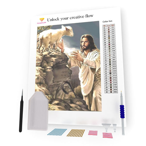 Jesus And Sheep DIY Diamond Painting – GemsFlow