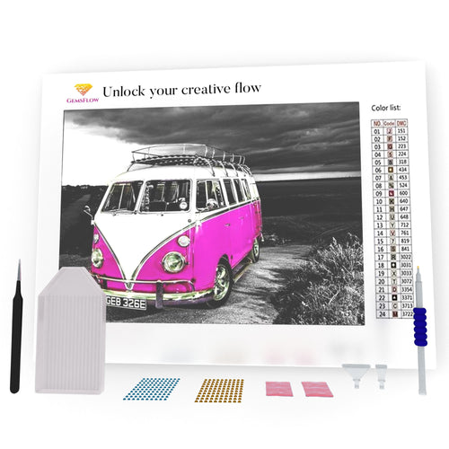 Shiny Pink Volkswagen - Car Diamond Painting Kit, Full Round/Square 5D–  Diamond Paintings Store