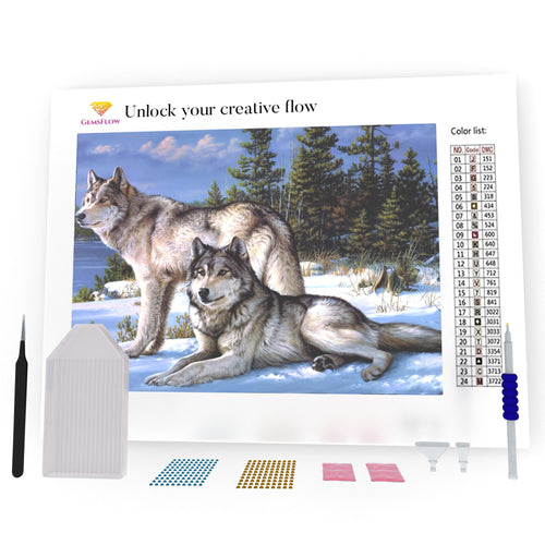 Wolf And The Moon DIY Diamond Painting – GemsFlow