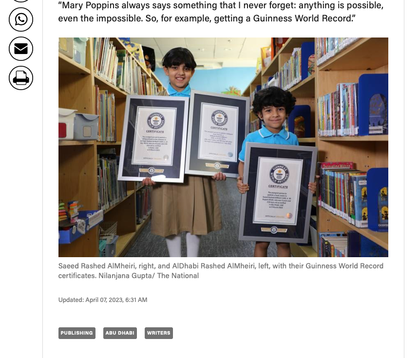 World's Youngest Author Saeed Rashed AlMheiri AlDhabi AlMheiri Rainbow Chimney Guinness world record 