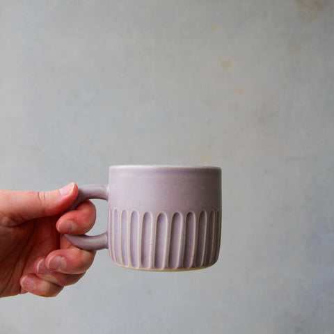 Arcadia Scott Ceramics' Fluted Cup with Lilac glaze