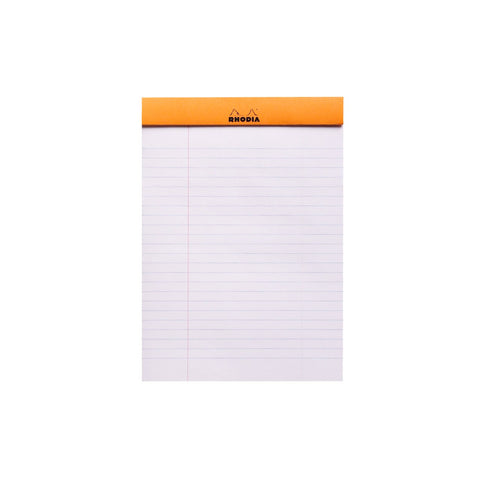 Rhodia's ruled Pad #16, shown with cover folded over to reveal the white sheets