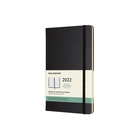 Moleskine's 2022 Hard Cover Weekly Horizontal Diary Large in Black