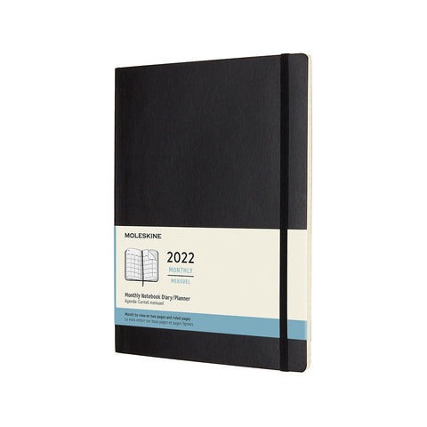 Moleskine's 2022 Extra Large Monthly Diary with a solid black cover