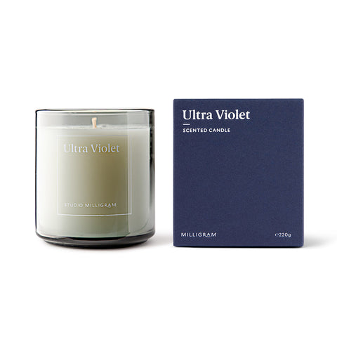 Studio Milligram's Scented Candle in Ultra Violet fragrance