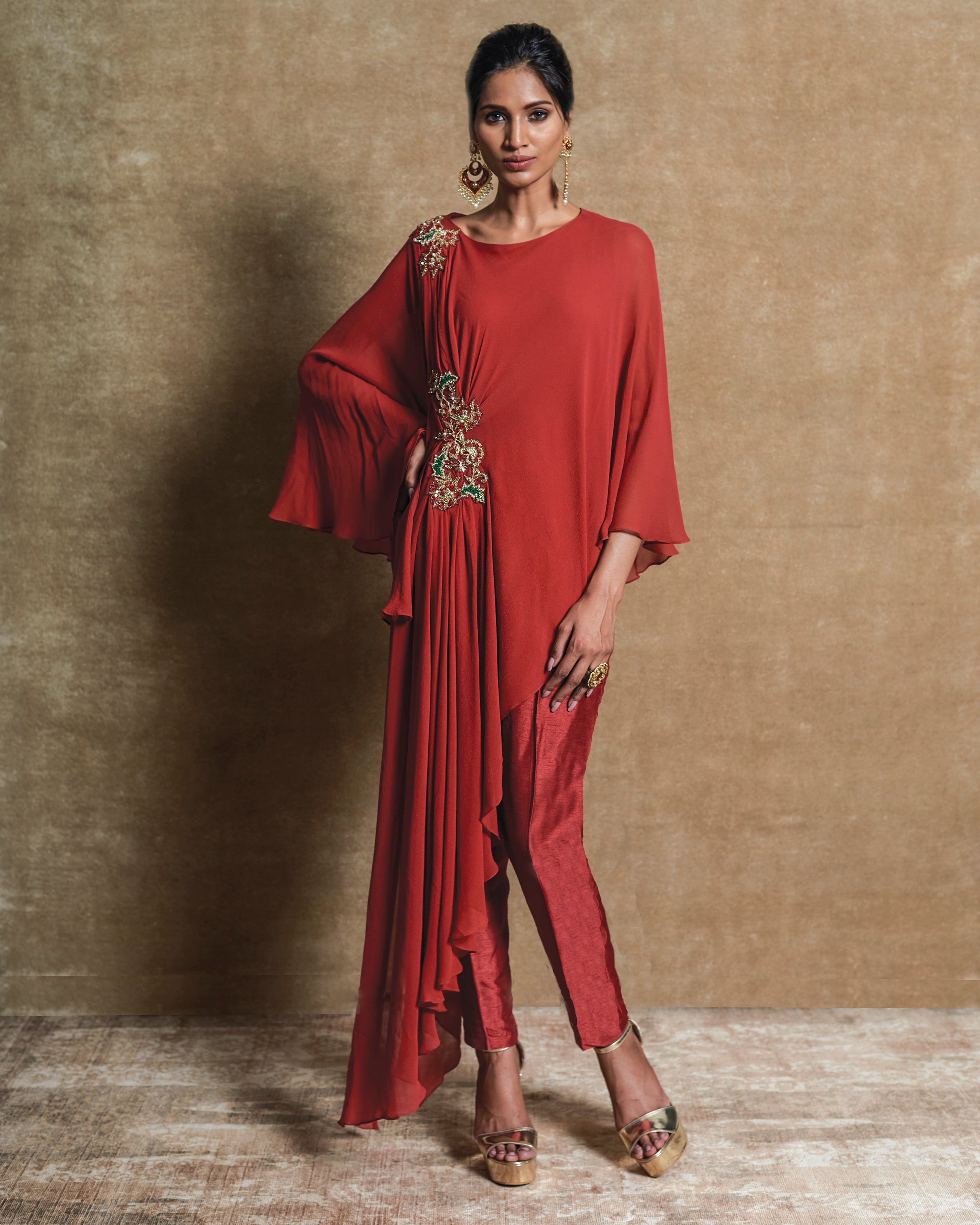 Red Tunic with Pants Set