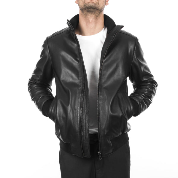 Liles Bespoke Reversible Leather Bomber Jacket Olive/Navy - Liles Clothing  Studio