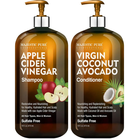 MAJESTIC PURE Apple Cider Vinegar Shampoo and Avocado Coconut Conditioner