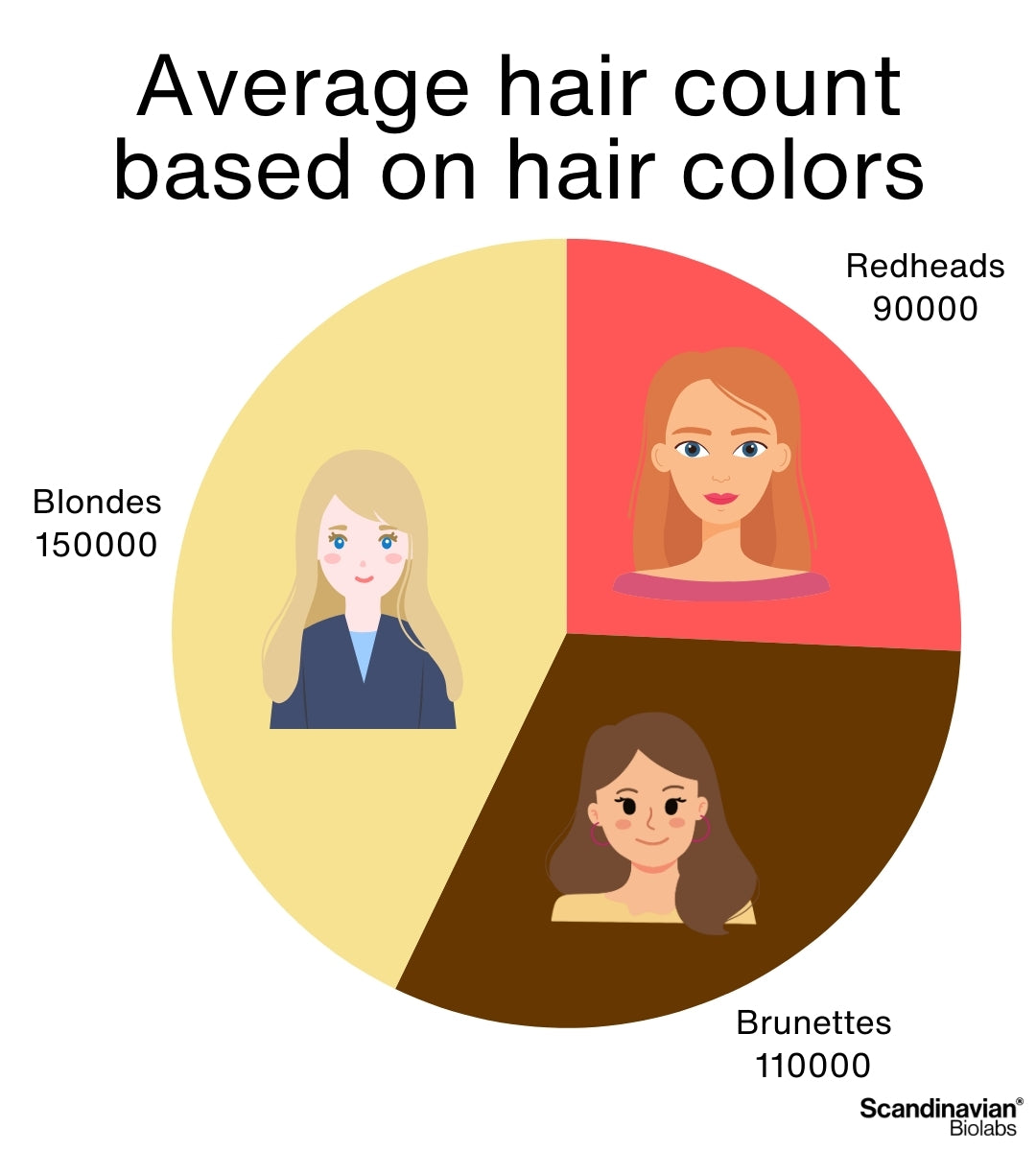 Average hair count based on hair colors