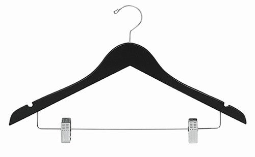 Deluxe White Wooden Suit Hanger w/Non-Slip Bar