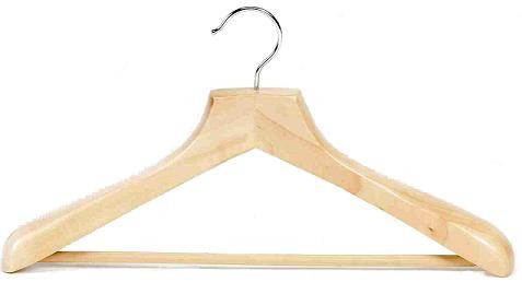 Deluxe White Wooden Suit Hanger w/Non-Slip Bar