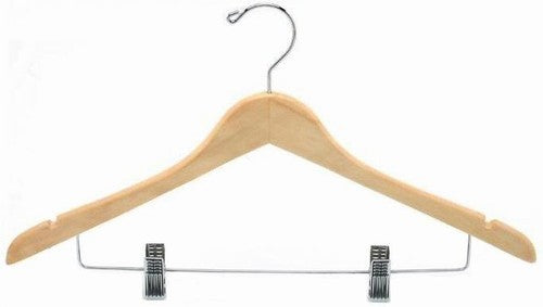 Contoured Deluxe Wooden Coat Hanger (Natural/Chrome)  Product & Reviews -  Only Hangers – Only Hangers Inc.