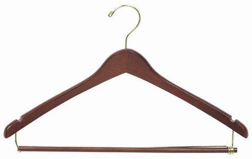 Natural Wooden Suit Hanger w/ Non Slip Pants Bar –