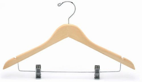 Flat Wooden Suit Hanger w/Non-Slip Bar