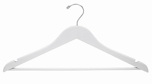 Deluxe White Wooden Suit Hanger w/Non-Slip Bar