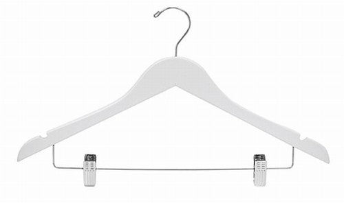 Zoom Wooden Hanger, Flat Form Shirt Hanger, White –