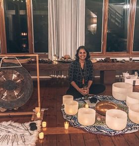 Jem Yoga and Sound with her Crystal Singing Bowls