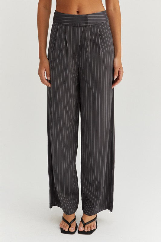 Gwen Pinstripe Trousers in Grey
